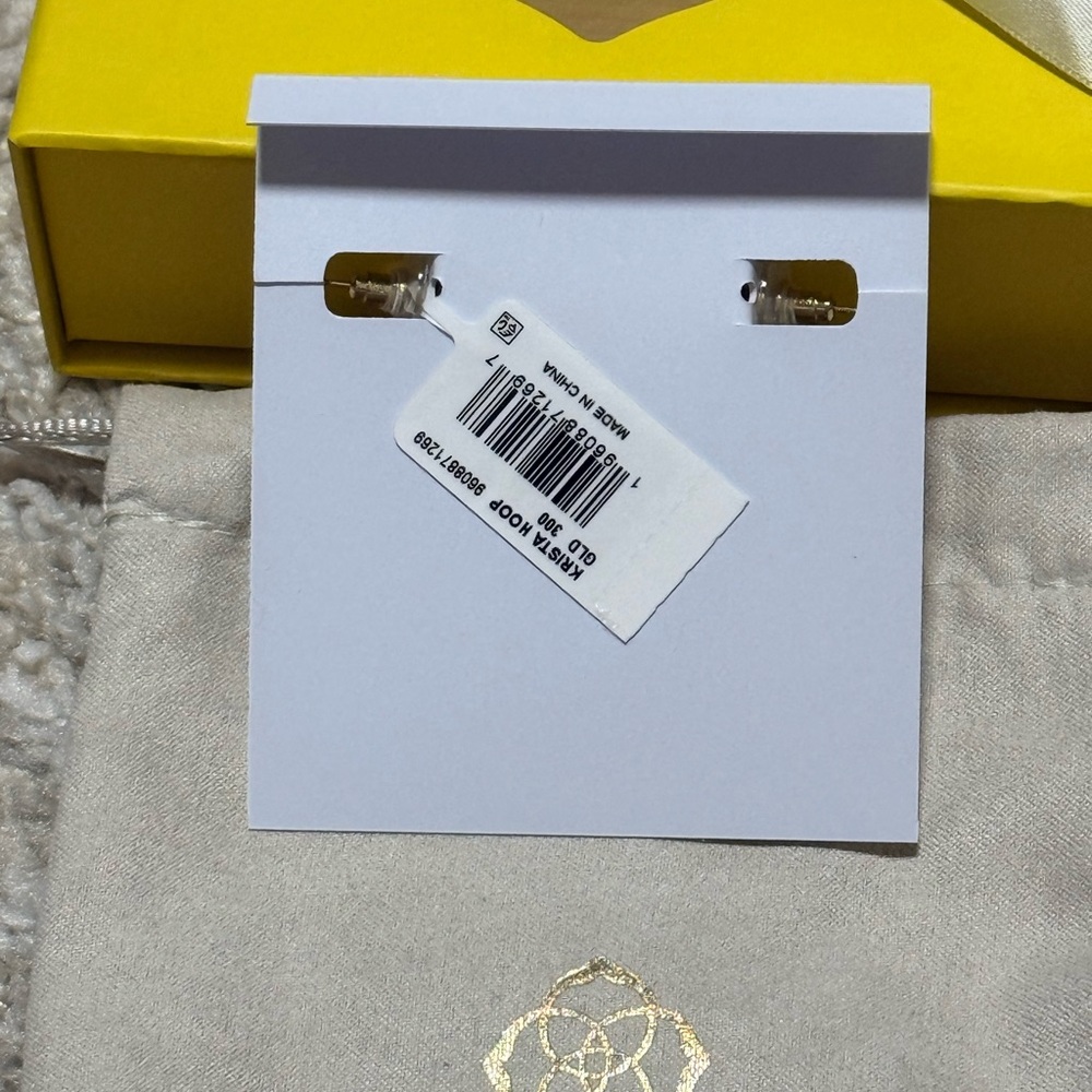NWT Kendra Scott Krista Gold Hoop Earrings in Green Mix - Picture 7 of 8